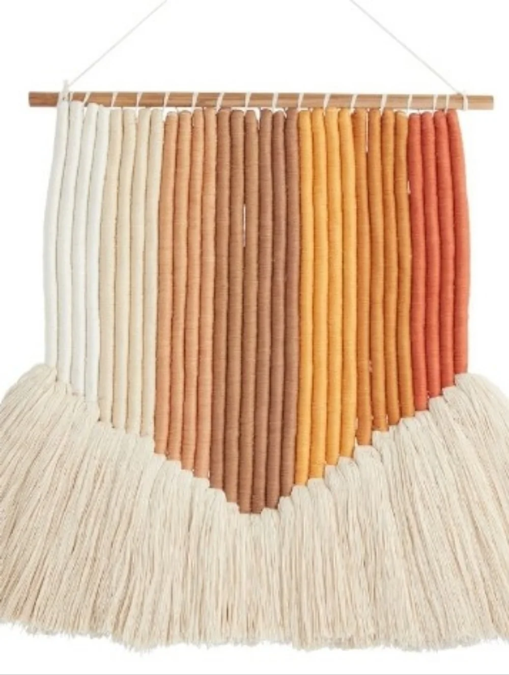 NEW Macrame Hanging Wall Decor Artwork Cotton Ivory Rusted Orange 24